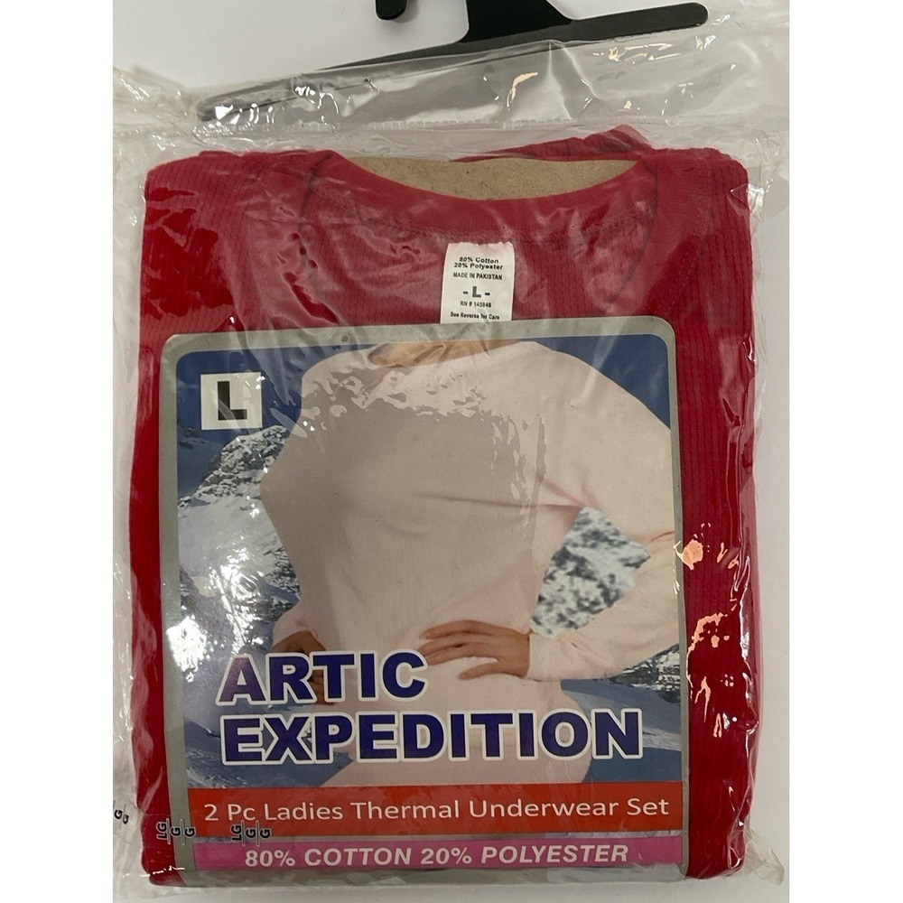 NIP Women's Artic Expedition 2 Piece Thermal Underwear Set - Red - Large